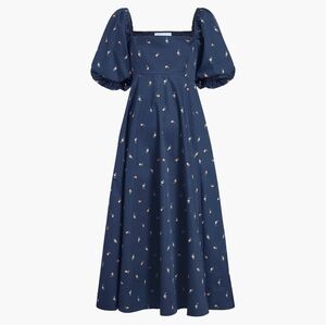 The Matilda Dress -  Petite Fleur In Navy Cotton Sateen Medium
